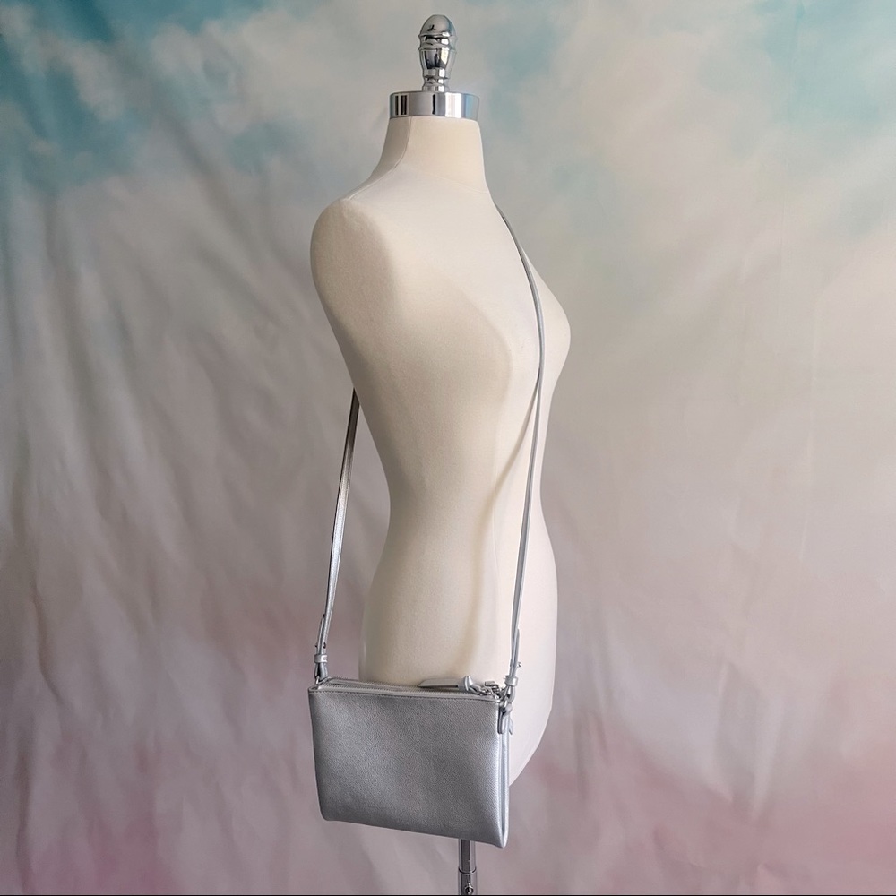 Old Navy Silver Faux Leather Clutch Convertible Handbag